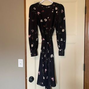 Black Floral MIDI Dress